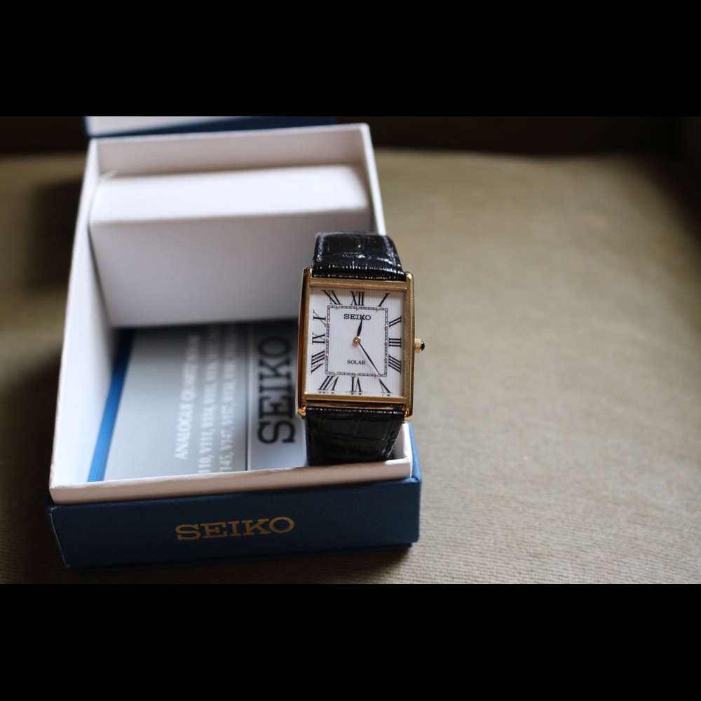 *SOLD for $65* Seiko Solar Tank Men’s Dress Watch